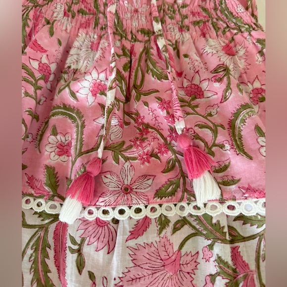 Darlington Isle Floral Lace Ashton Pink Tiered Summer Mini Dress Size Medium - Picture 7 of 10